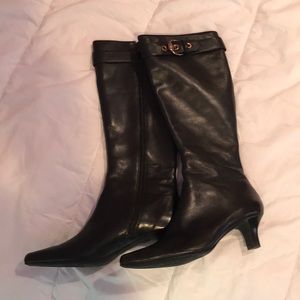 Anne Klein black leather boots